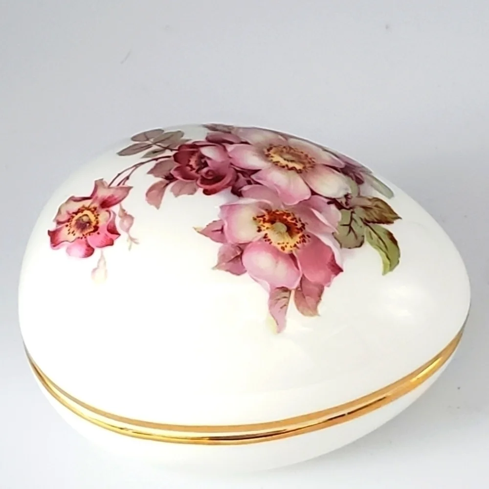 Gerold Porzellan Floral Egg Trinket‎ Box Porcelain Vintage West Germany